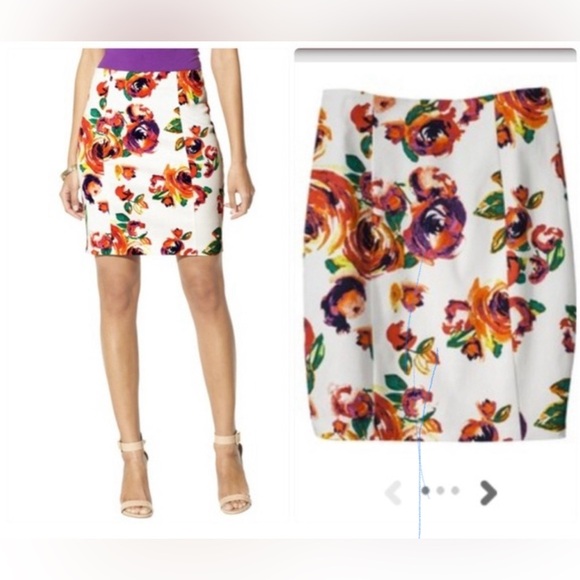 AMBAR Women's Pencil Skirt Multi Color Rose Print Size‎ 6 - Picture 1 of 6